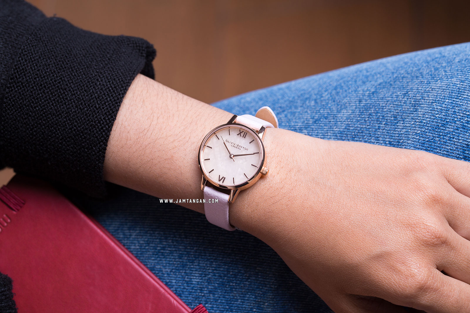 Olivia Burton Semi Precious OB16SP02 Rose Gold Dial Pink Leather Strap Machtwatch