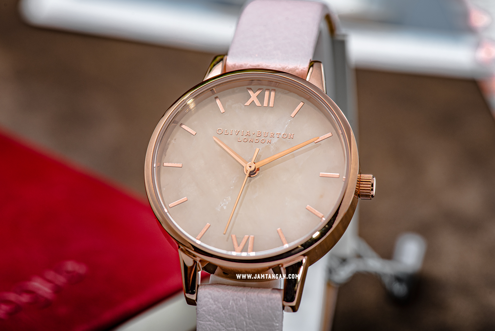 Olivia Burton Semi Precious OB16SP02 Rose Gold Dial Pink Leather Strap Machtwatch