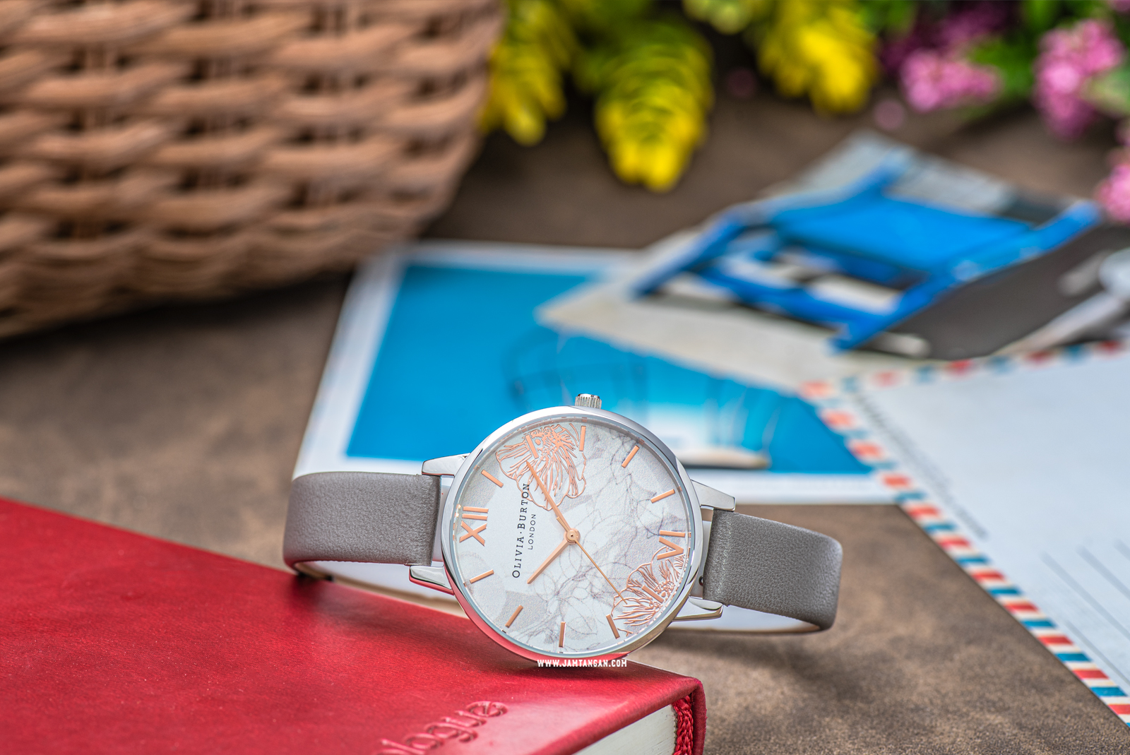 Olivia Burton Abstract Florals OB16VM32 Multicolour Dial Grey Leather Strap Machtwatch