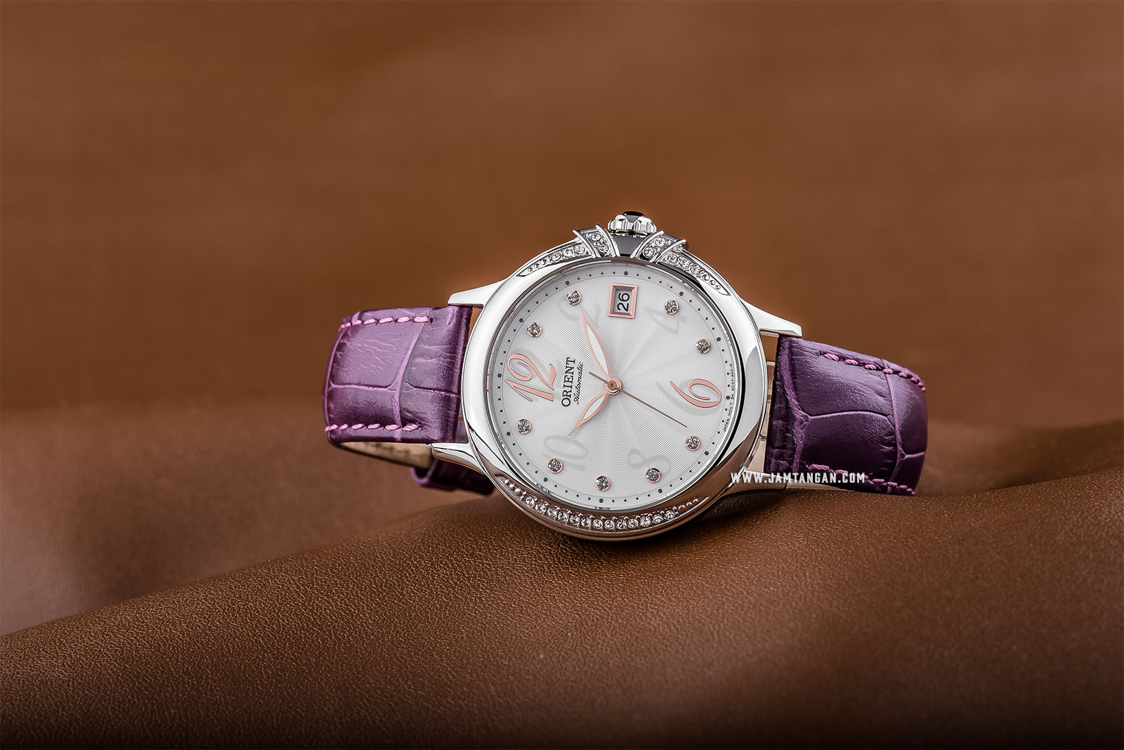 Orient FAC07003W Fashionable Automatic Elegance Ladies White Dial Purple Leather Strap Machtwatch