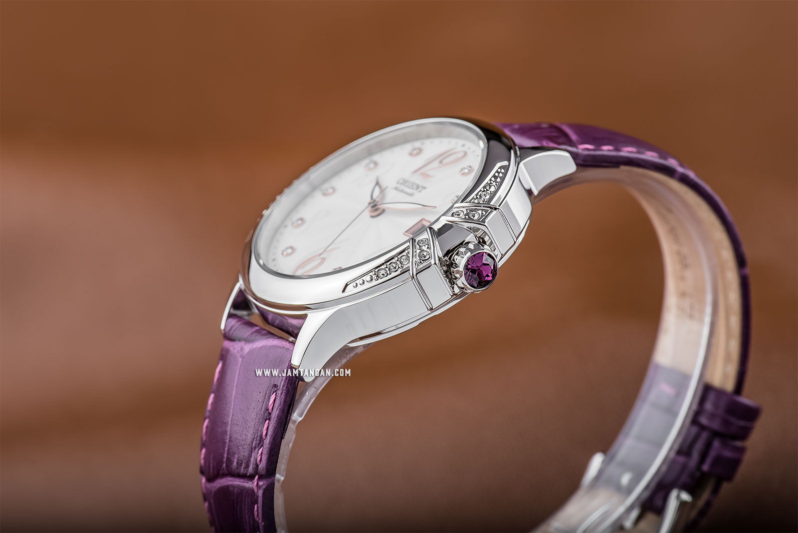 Orient FAC07003W Fashionable Automatic Elegance Ladies White Dial Purple Leather Strap Machtwatch