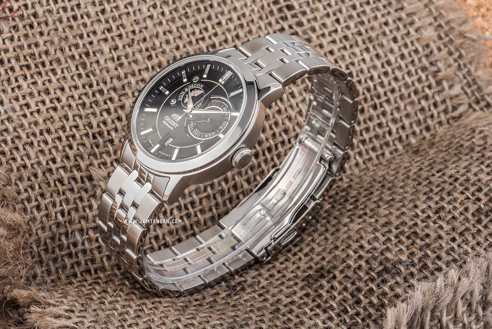 Orient FET0P002B Sun & Moon Automatic Black Dial Stainless Steel Machtwatch