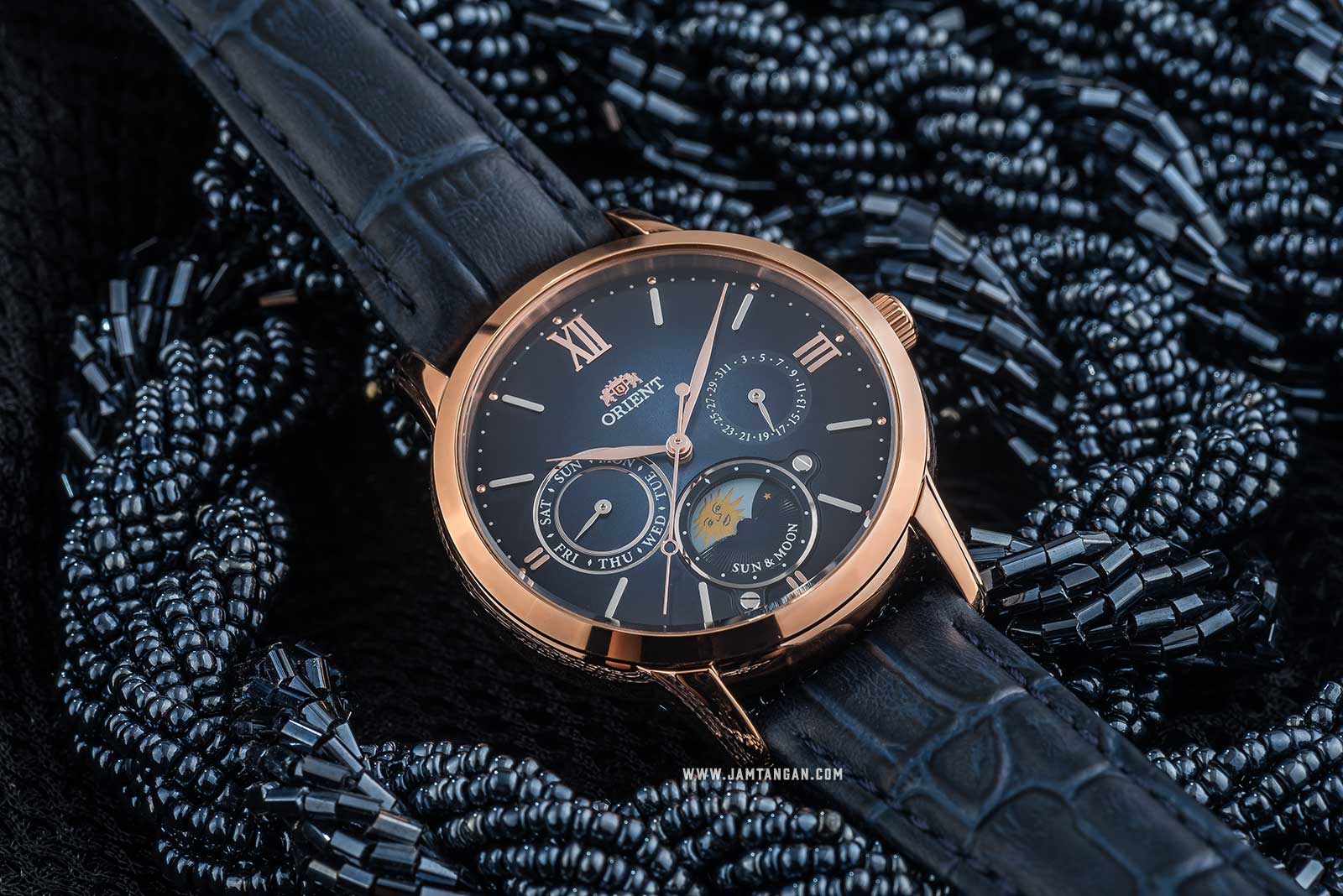 Orient RA-KA0007L Limited Edition 1000pcs Sun & Moon Blue Dial Blue Leather Strap Machtwatch