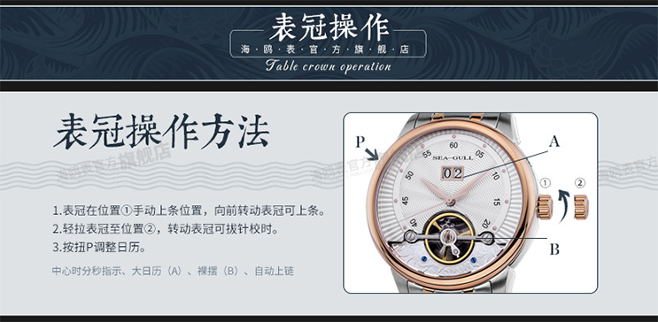 Seagull 217.413 Automatic Mechanical Big Date Flyweel Two-Tone Stainless Steel Machtwatch