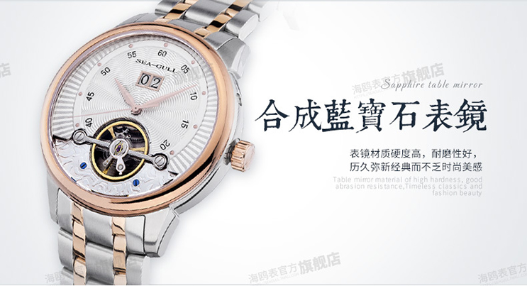 Seagull 217.413 Automatic Mechanical Big Date Flyweel Two-Tone Stainless Steel Machtwatch