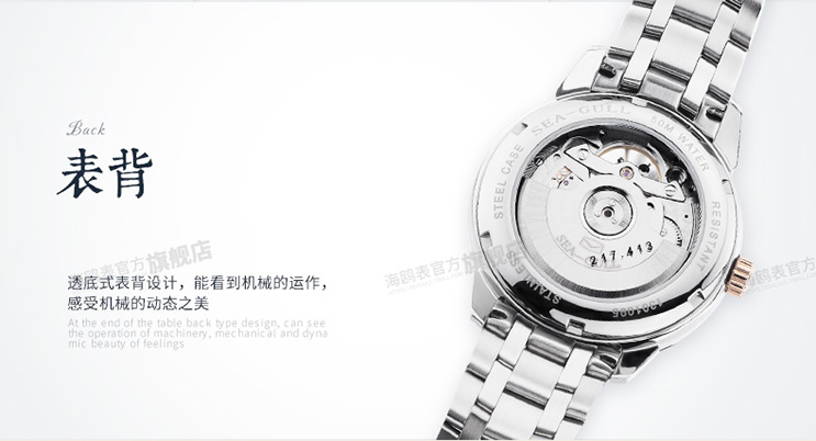 Seagull 217.413 Automatic Mechanical Big Date Flyweel Two-Tone Stainless Steel Machtwatch