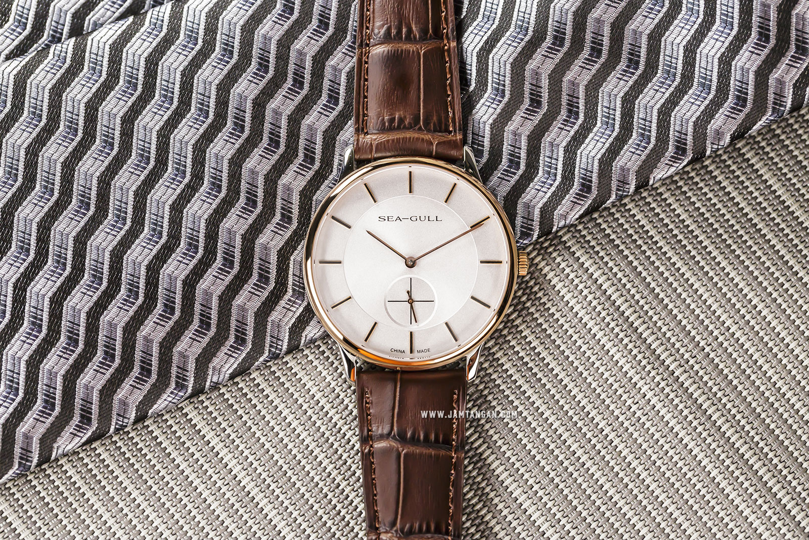 Seagull 219.388 Bauhaus Mechanical Silver Dial Brown Leather Strap Machtwatch