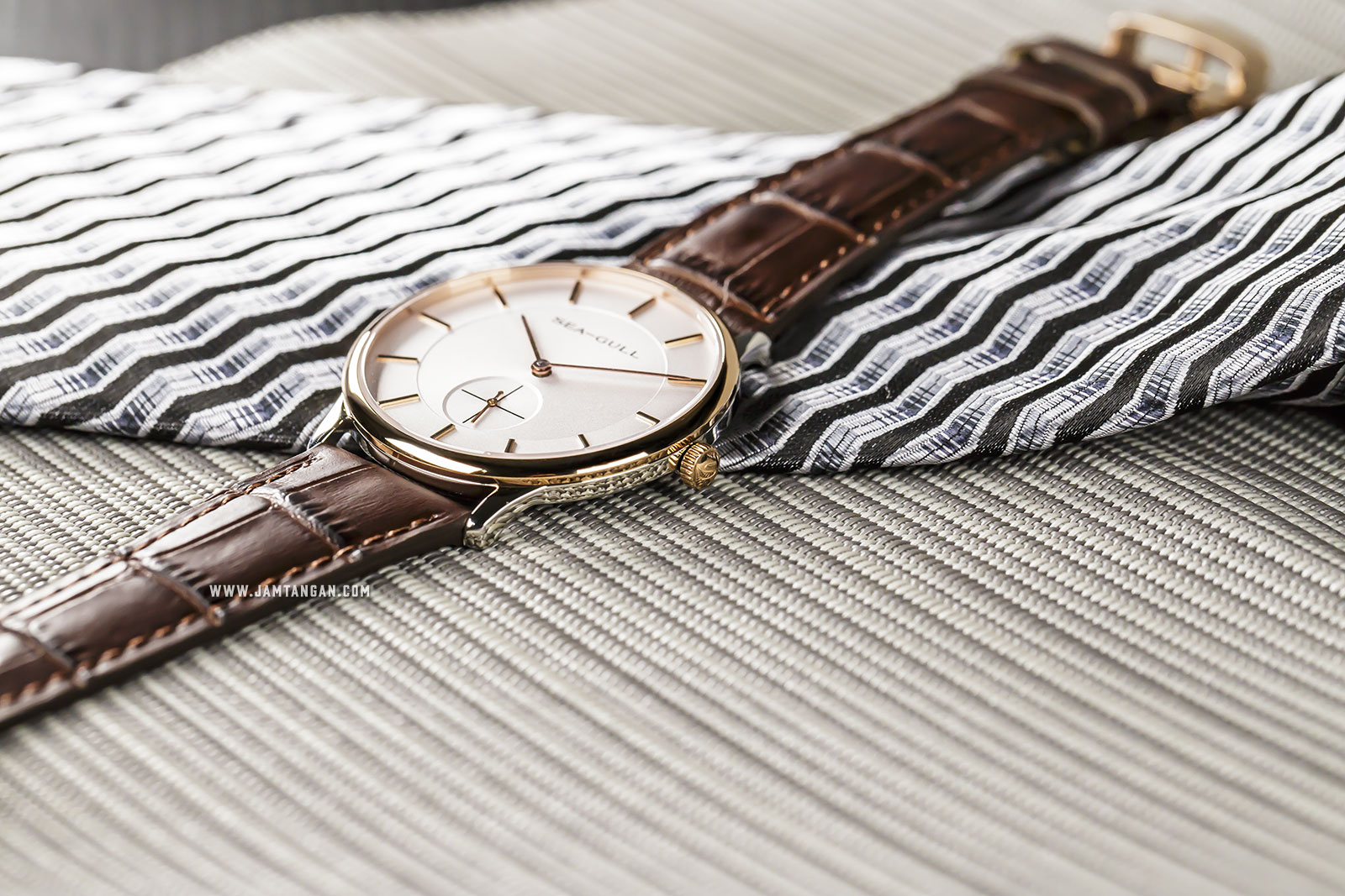 Seagull 219.388 Bauhaus Mechanical Silver Dial Brown Leather Strap Machtwatch