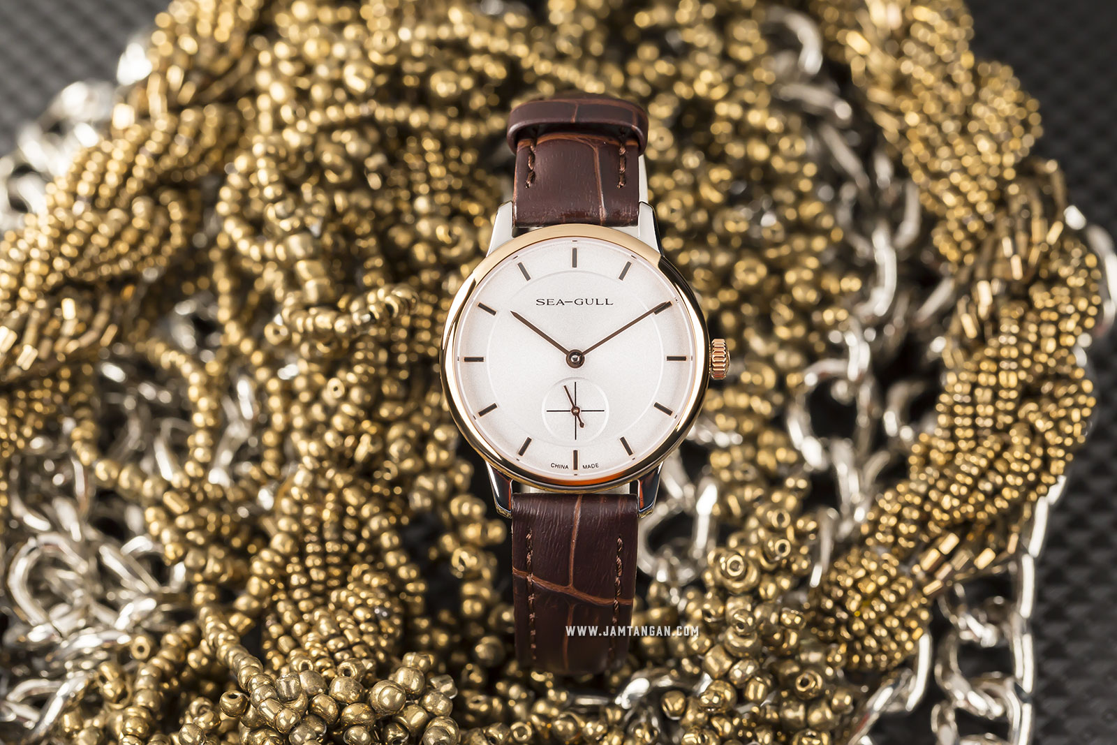 Seagull 219.388L Bauhaus Style Automatic Mechanical Ladies Silver Dial Brown Leather Strap Machtwatch