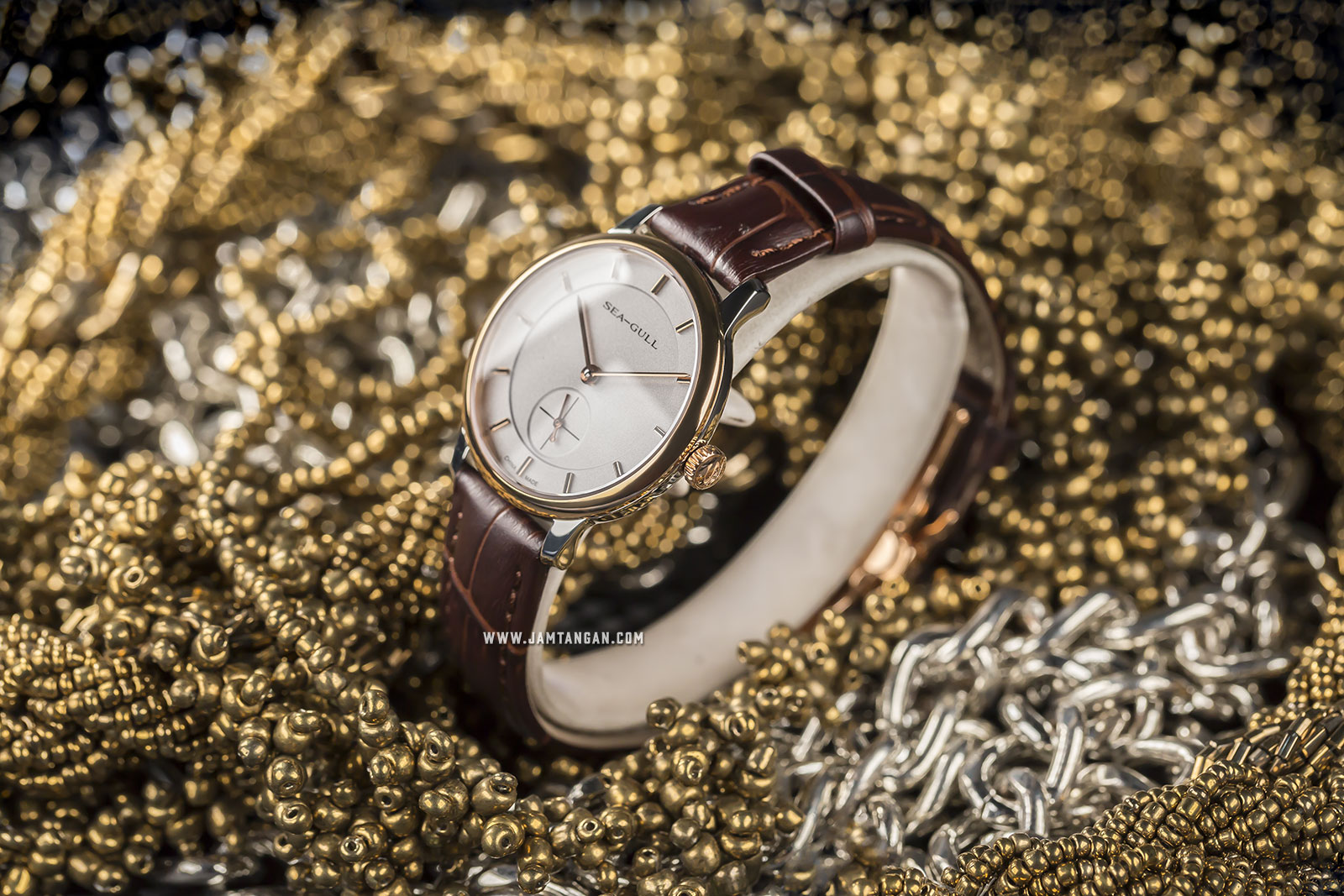 Seagull 219.388L Bauhaus Style Automatic Mechanical Ladies Silver Dial Brown Leather Strap Machtwatch