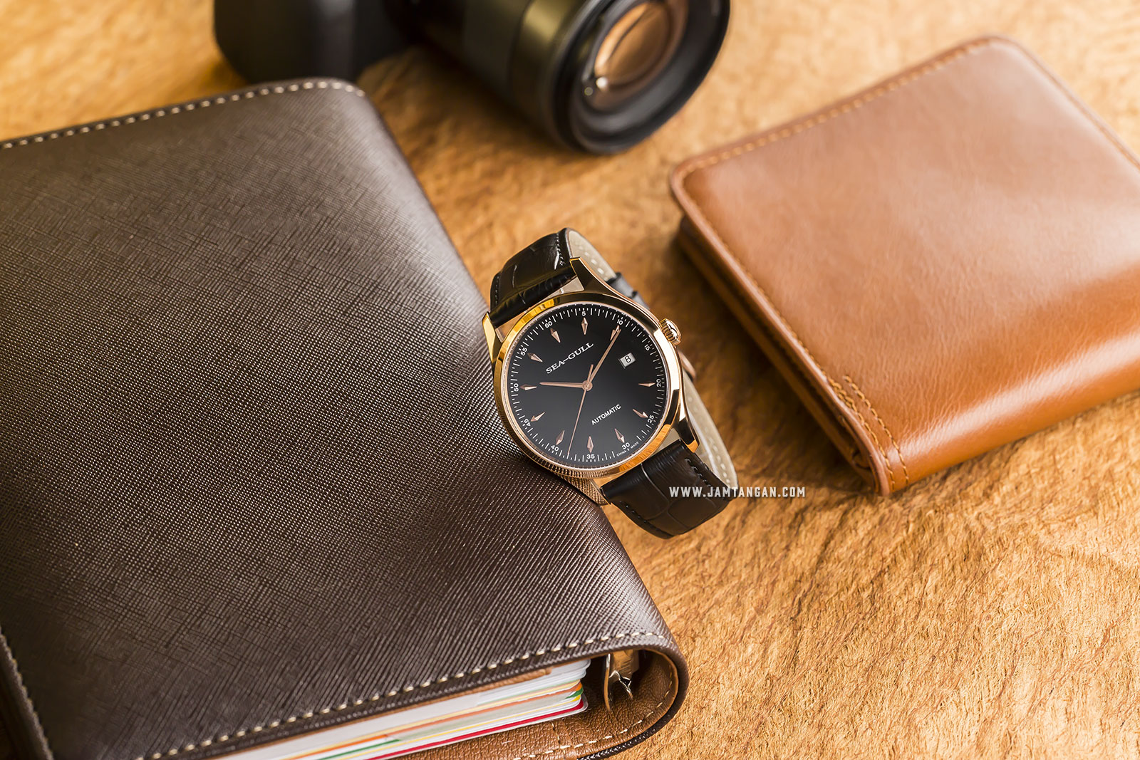 Seagull D519.447-BL Classic Automatic Mechanical Black Dial Black Leather Strap Machtwatch