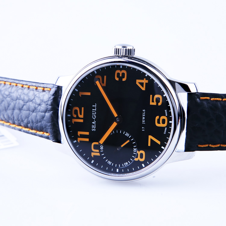 Seagull M222S-OR - Manual Mechanical Black Leather Strap Machtwatch