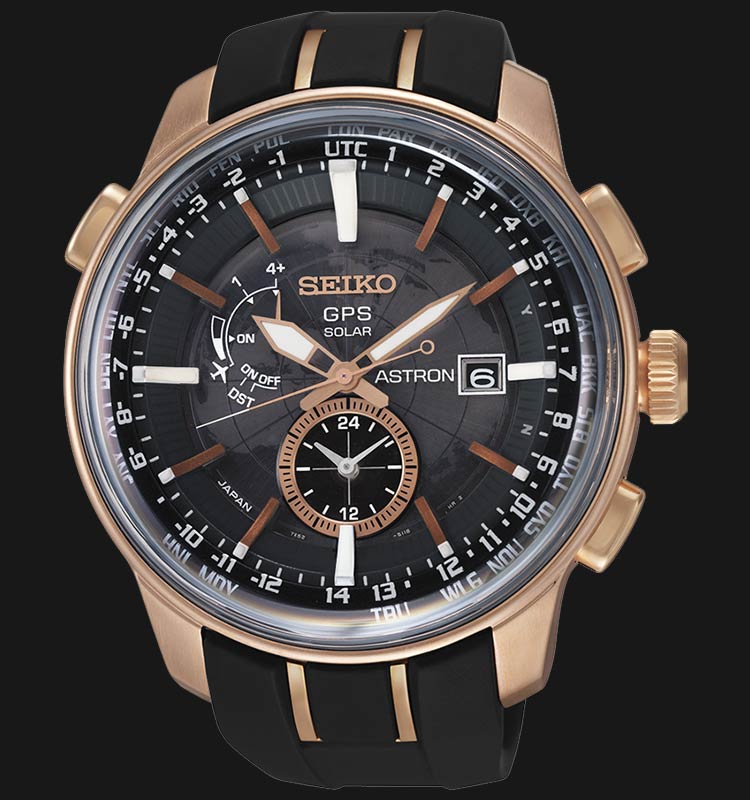 astron solar chronograph gold