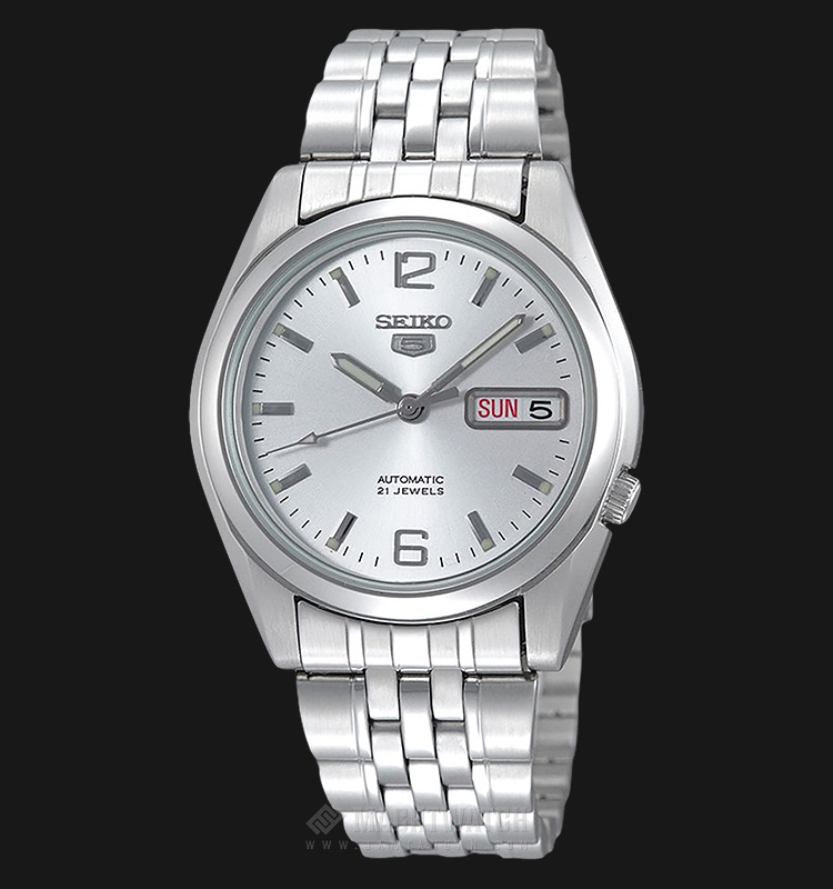Seiko 5 Automatic SNK385K1 Silver Dial Stainless Steel Strap | Jamtangan.com