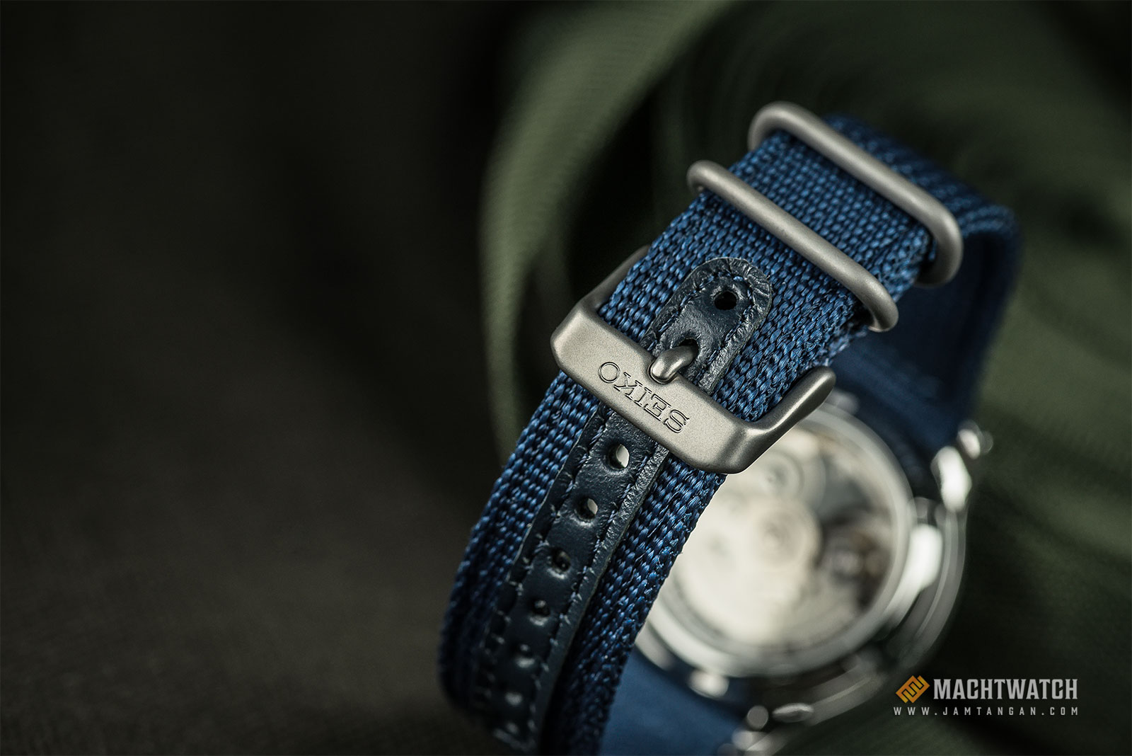 Seiko 5 SNK807K2 Automatic 21 Jewels Blue Military Nylon Strap Machtwatch