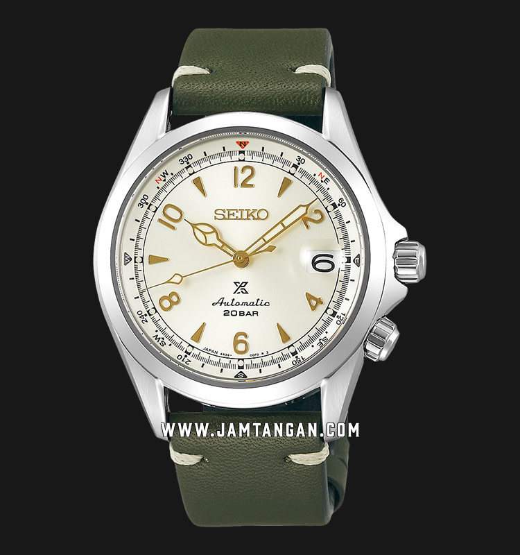 Seiko Prospex SPB123J1 Alpinist White Dial Green Leather Strap |  Jamtangan.com