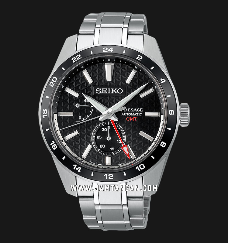 Seiko Presage Sharp Edged SPB221J1 GMT Automatic Black Dial Stainless Steel  140Th Anniversary | Jamtangan.com