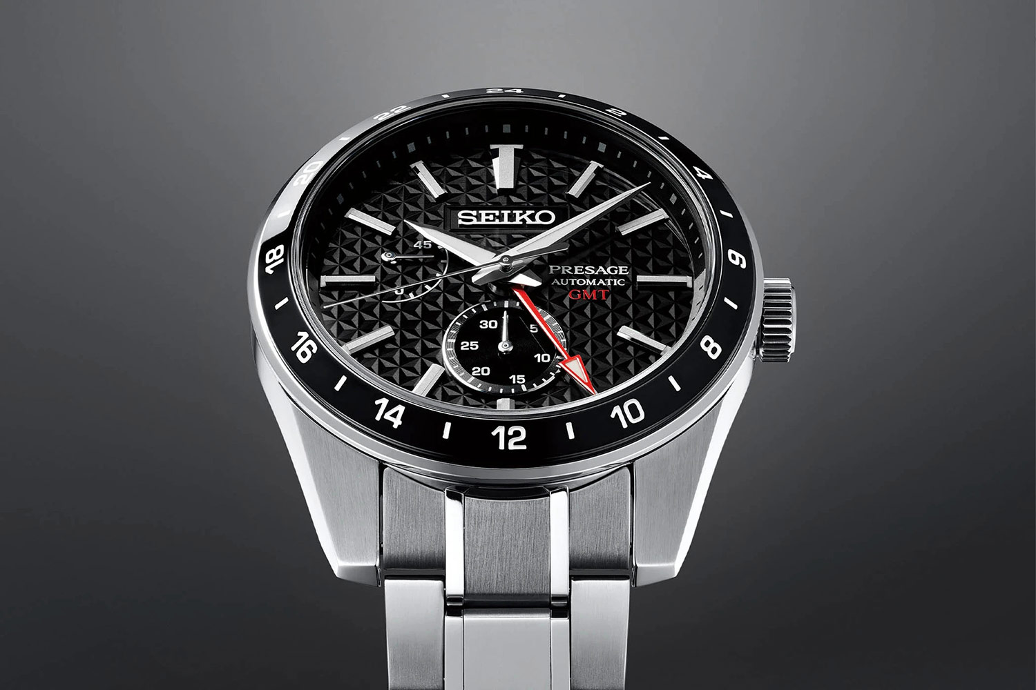 Seiko Presage Sharp Edged SPB221J1 GMT Automatic Black Dial Stainless Steel  140Th Anniversary | Jamtangan.com