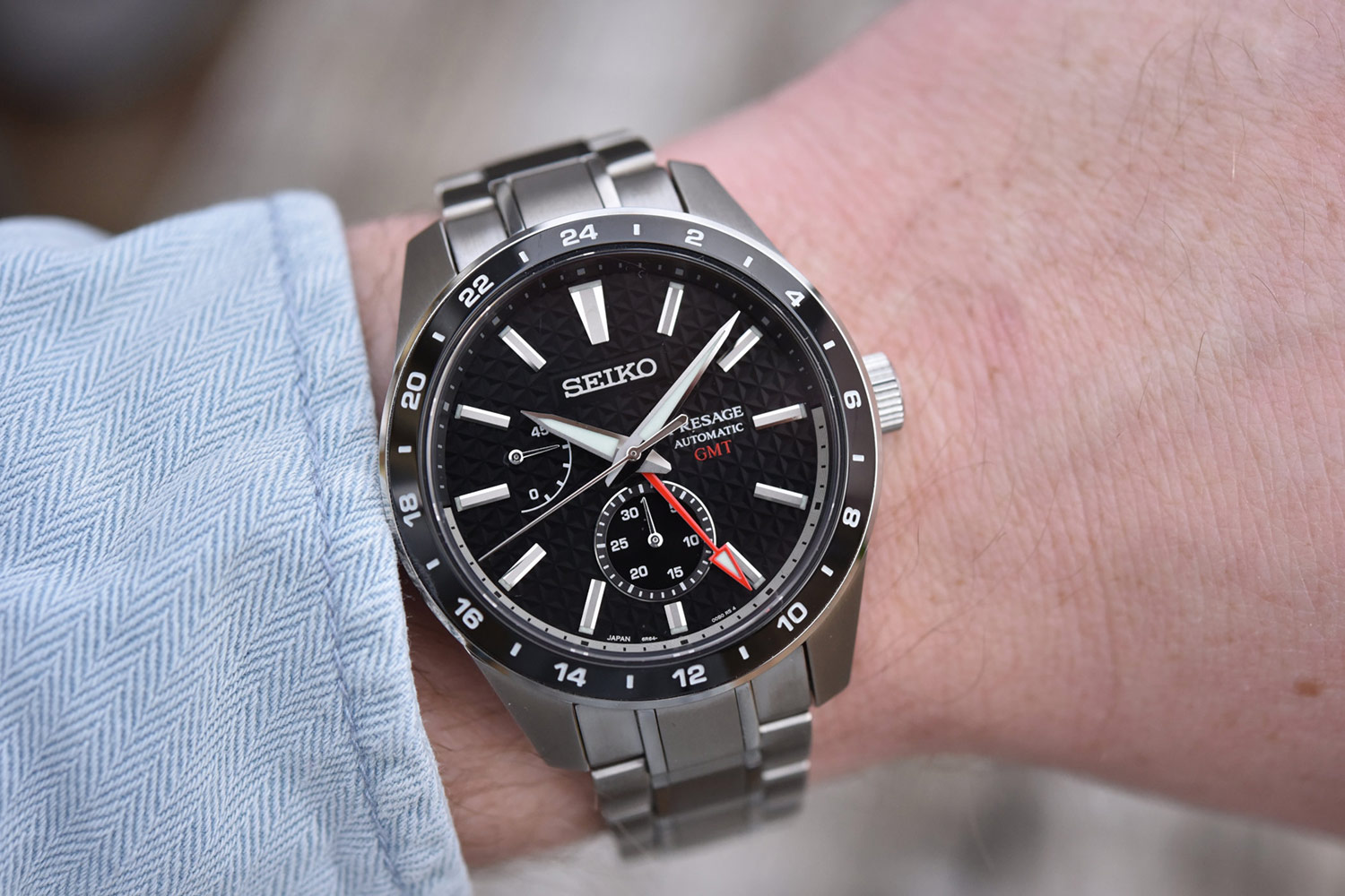 Seiko Presage Sharp Edged SPB221J1 GMT Automatic Black Dial Stainless Steel  140Th Anniversary | Jamtangan.com