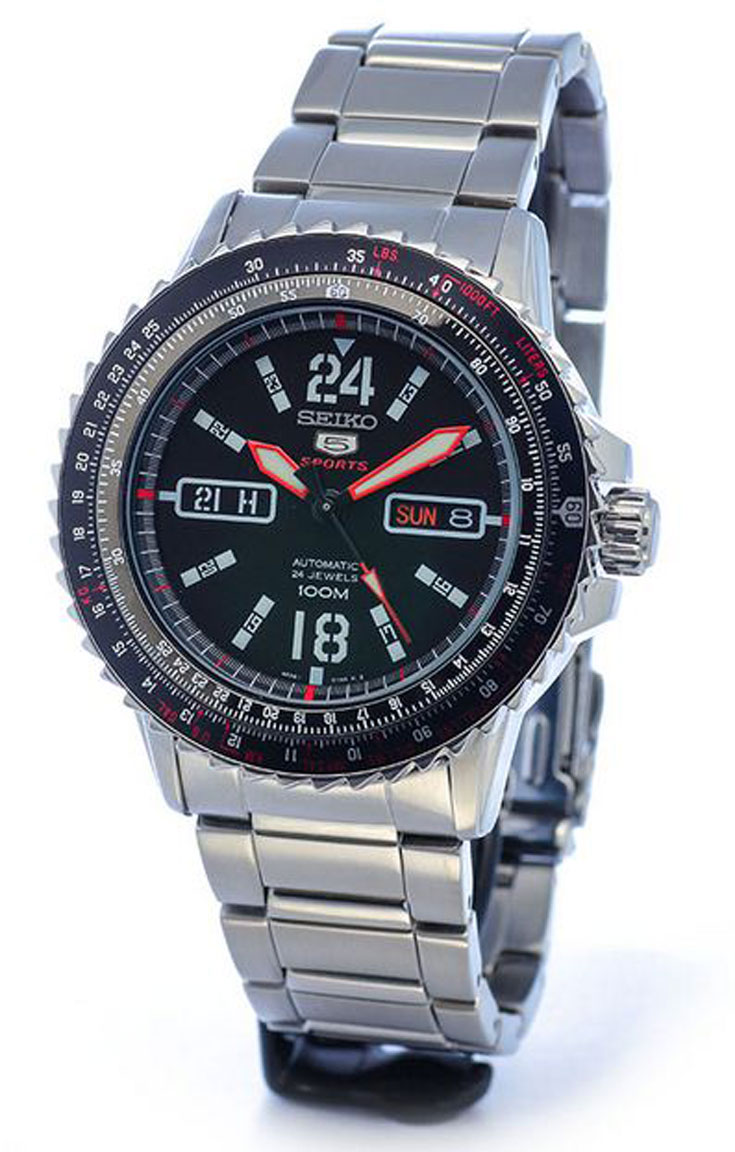 Seiko 5 Sports SRP353K1 Automatic Black Dial Stainless Steel Machtwatch