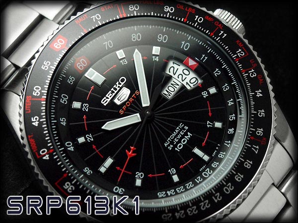 Seiko 5 Sports SRP613K1 Automatic Pilot Stainless Steel Machtwatch