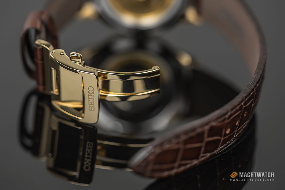 Seiko SRPB44J1 Presage Margarita Cocktail Automatic Champagne Texture Dial Brown Leather Strap Machtwatch