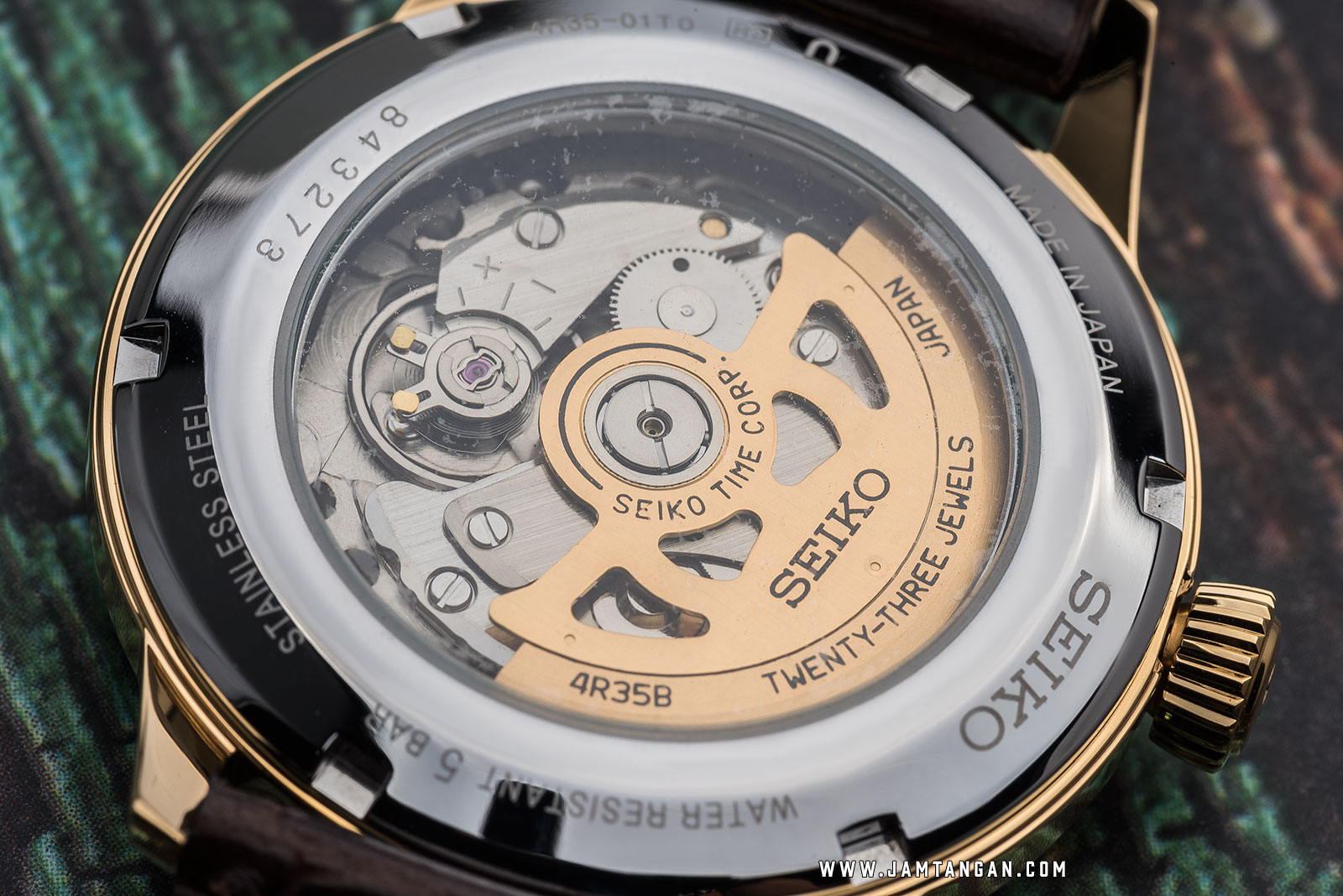 Seiko SRPB44J1 Presage Margarita Cocktail Automatic Champagne Texture Dial Brown Leather Strap Machtwatch