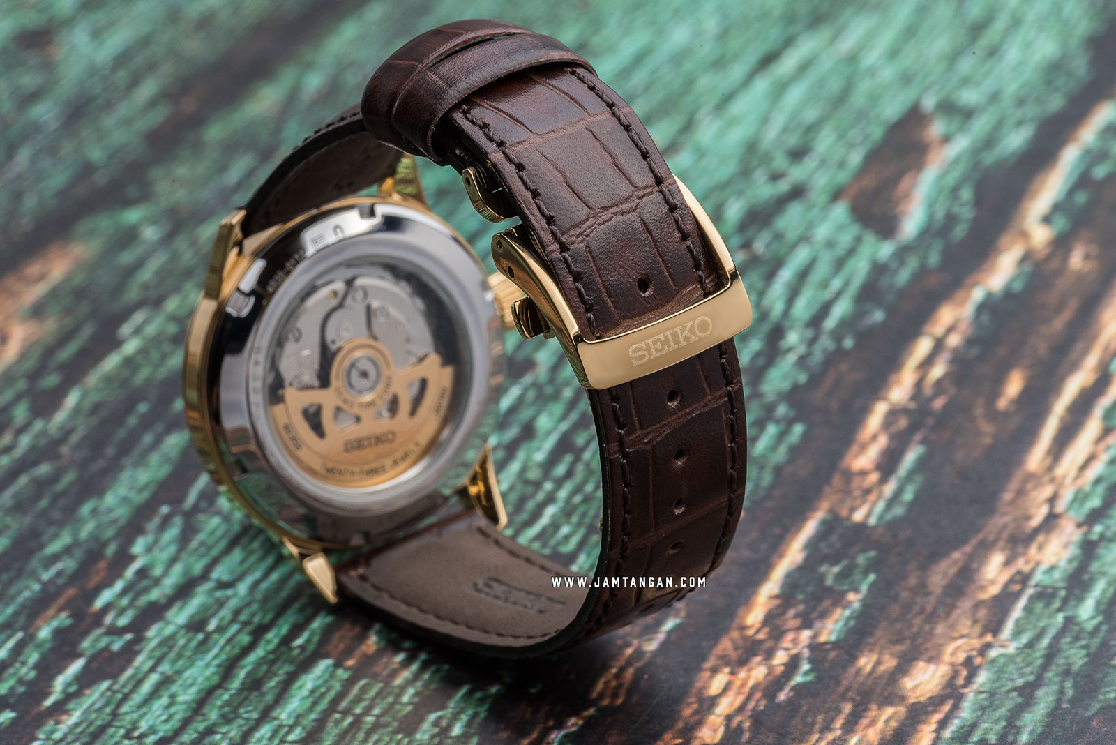 Seiko SRPB44J1 Presage Margarita Cocktail Automatic Champagne Texture Dial Brown Leather Strap Machtwatch