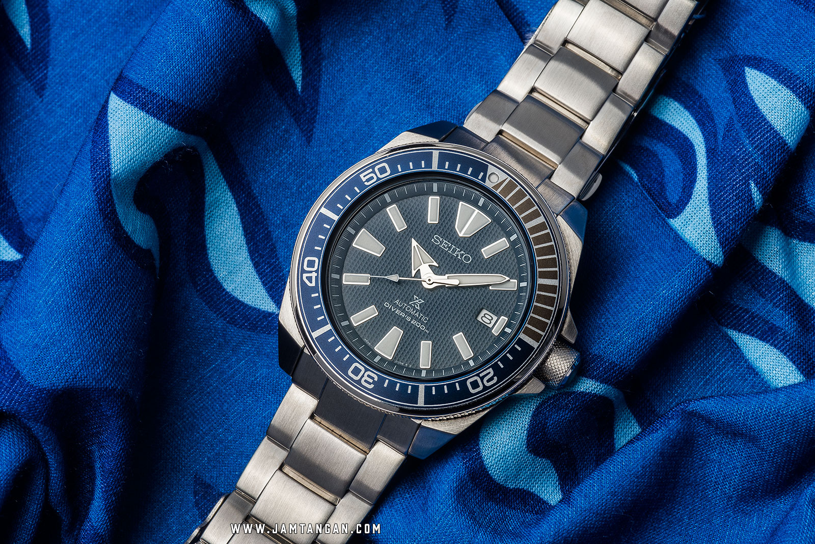 Seiko Prospex Samurai SRPB49K1 Automatic Divers Blue Texture Dial Stainless Steel Strap Machtwatch