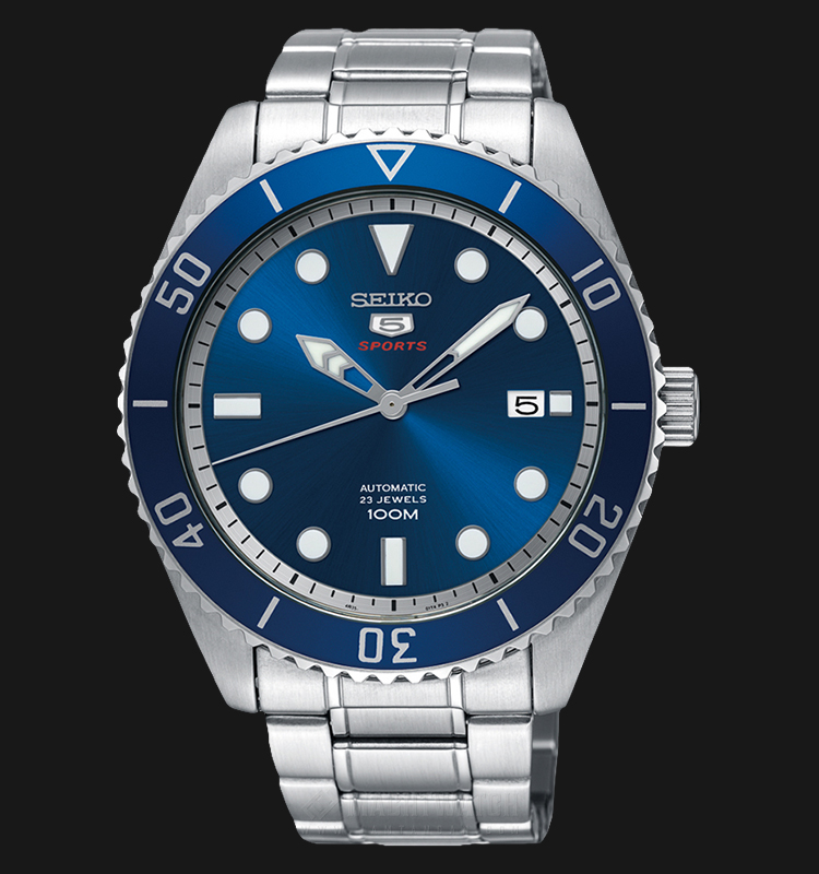 Seiko 5 Sports SRPB89K1 Men Blue Sunray Dial Stainless Steel Strap |  Jamtangan.com