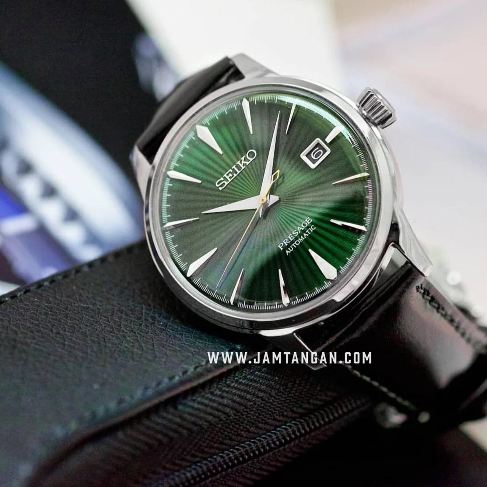 Seiko Presage SRPD37J1 Cocktail Mockingbird Automatic Green Dial Brown Leather Strap Machtwatch