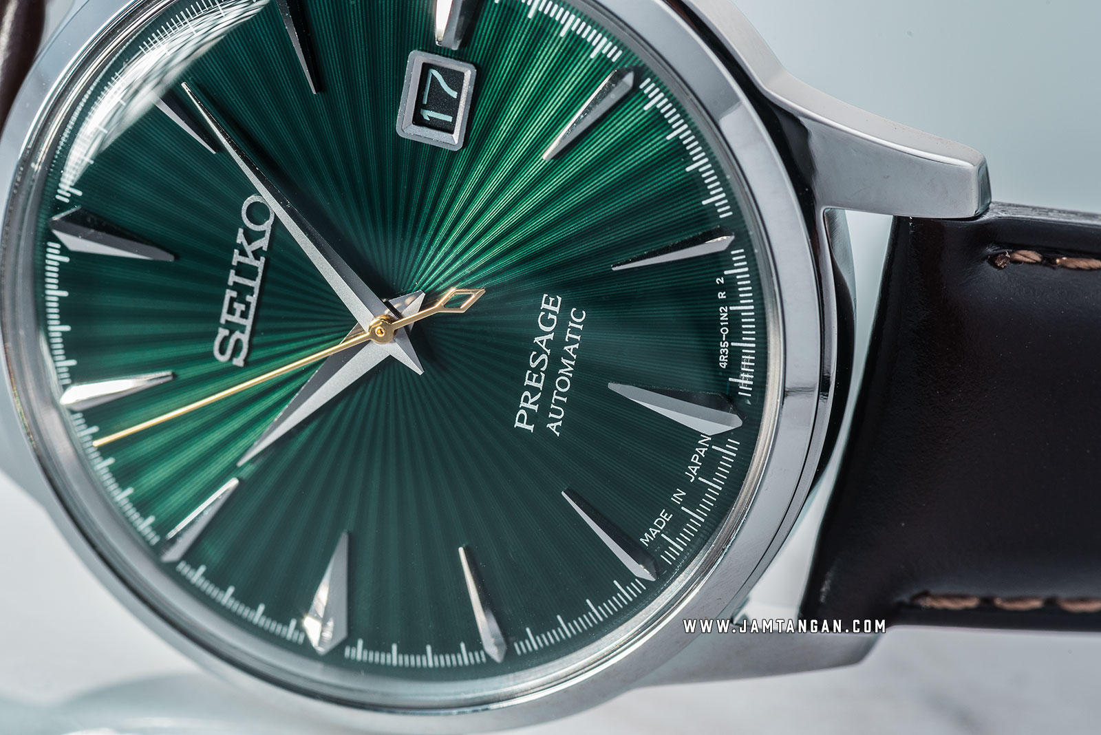 Seiko Presage SRPD37J1 Cocktail Mockingbird Automatic Green Dial Brown Leather Strap Machtwatch