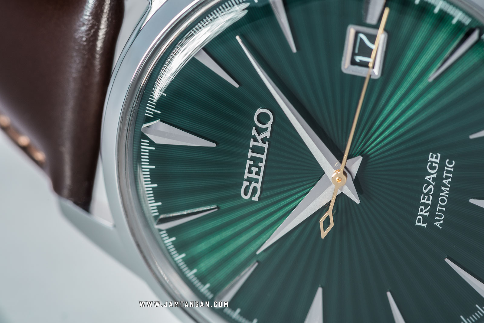 Seiko Presage SRPD37J1 Cocktail Mockingbird Automatic Green Dial Brown Leather Strap Machtwatch