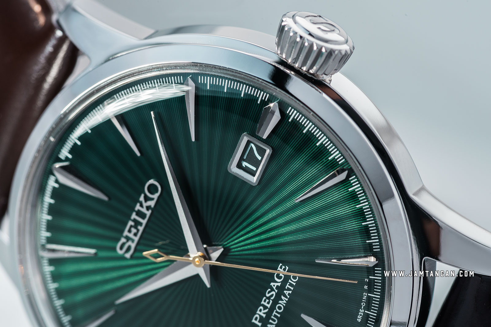Seiko Presage SRPD37J1 Cocktail Mockingbird Automatic Green Dial Brown Leather Strap Machtwatch