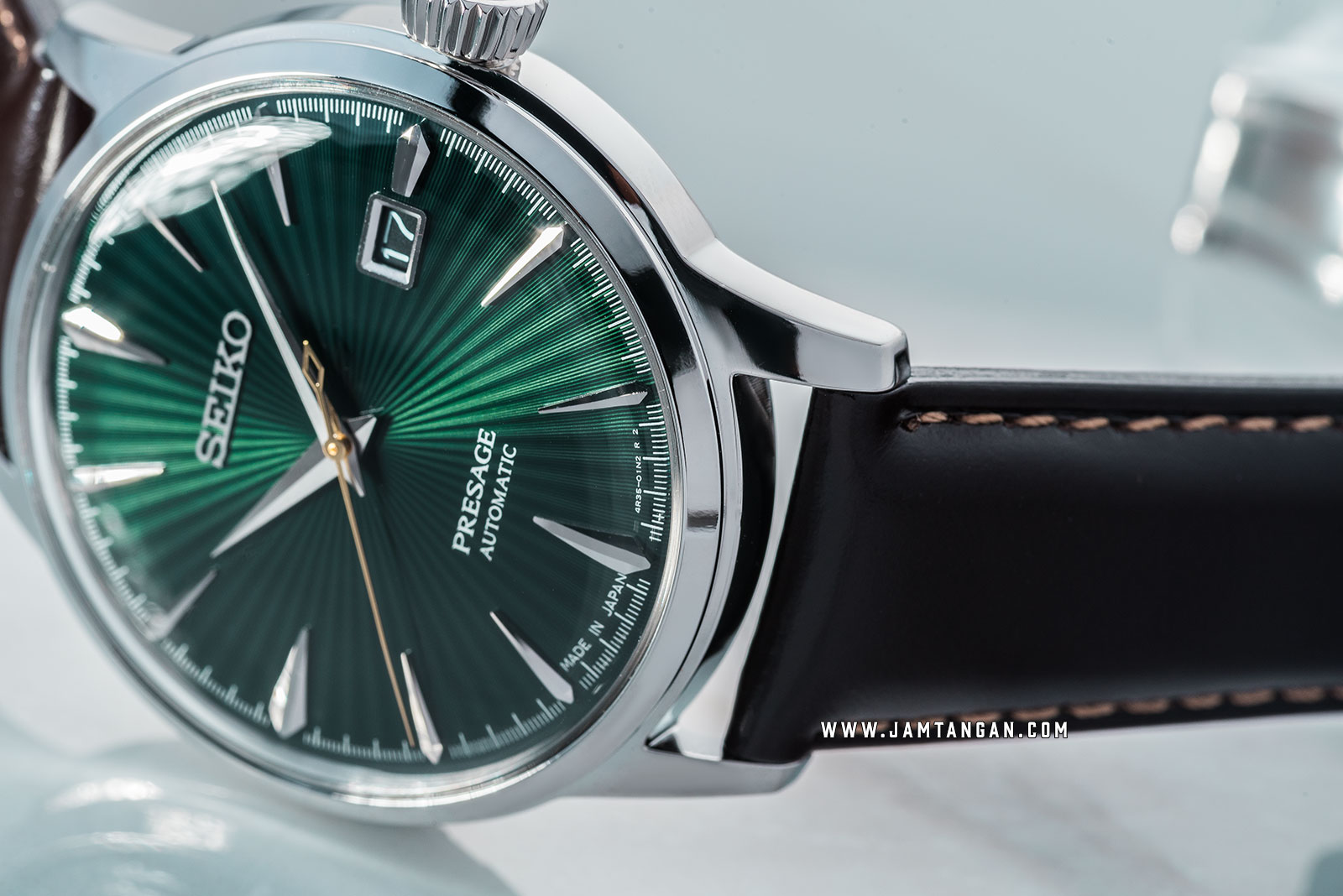 Seiko Presage SRPD37J1 Cocktail Mockingbird Automatic Green Dial Brown Leather Strap Machtwatch