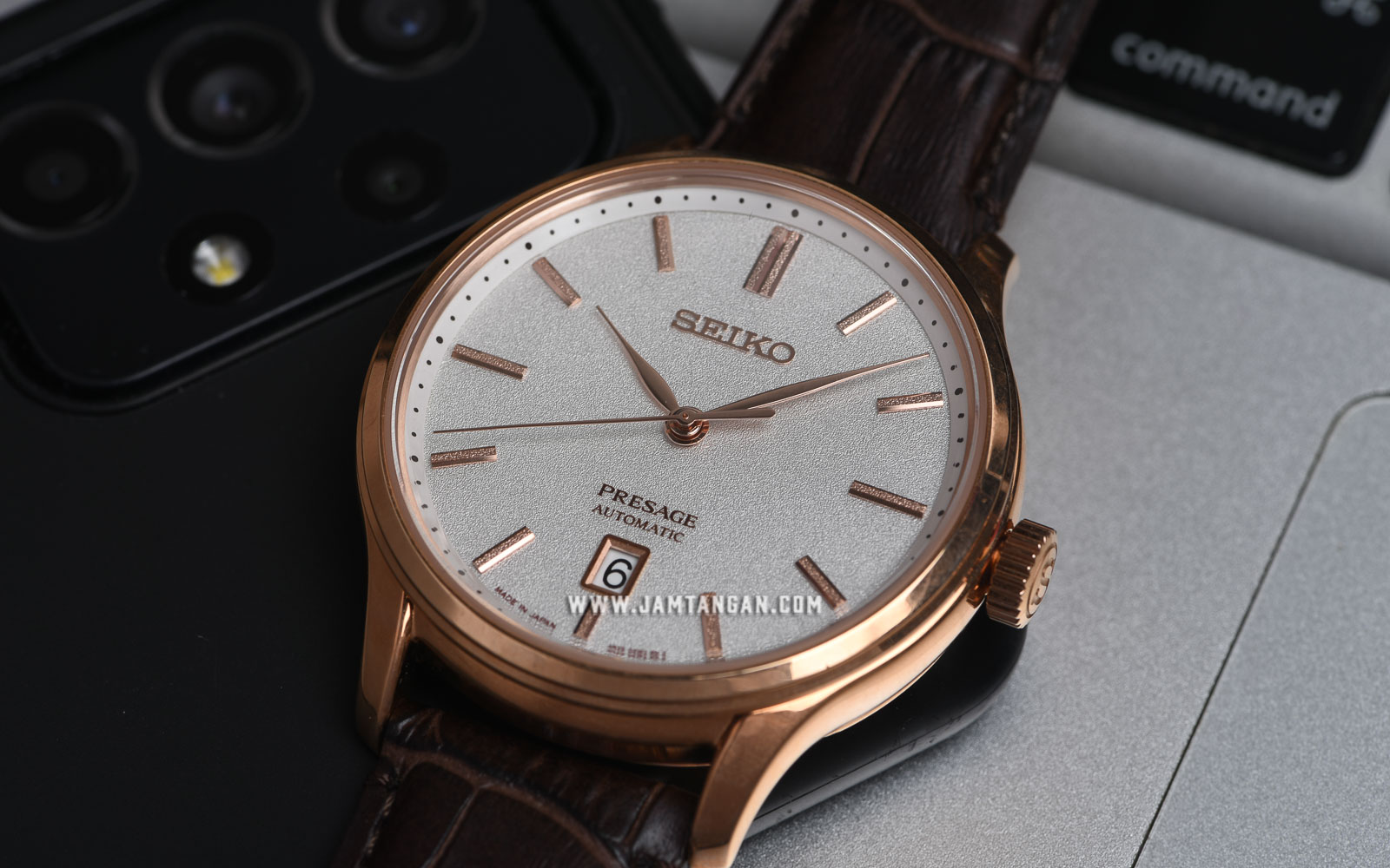 Seiko Presage SRPD42J1 Zen Garden Automatic White Dial Brown Leather Strap Machtwatch