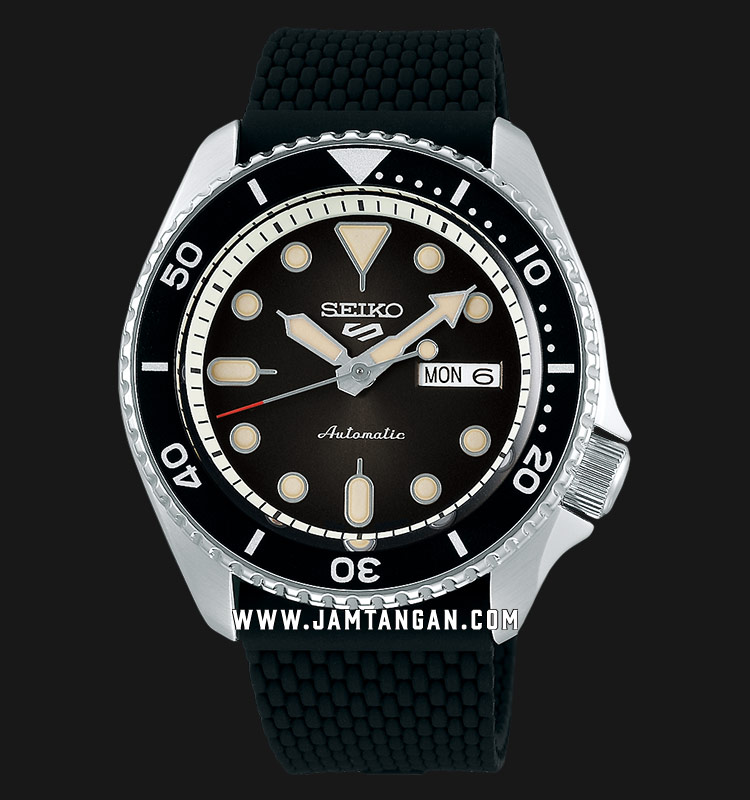 Seiko 5 Sports SRPD73K2 Automatic Black Dial Black Rubber Strap |  Jamtangan.com
