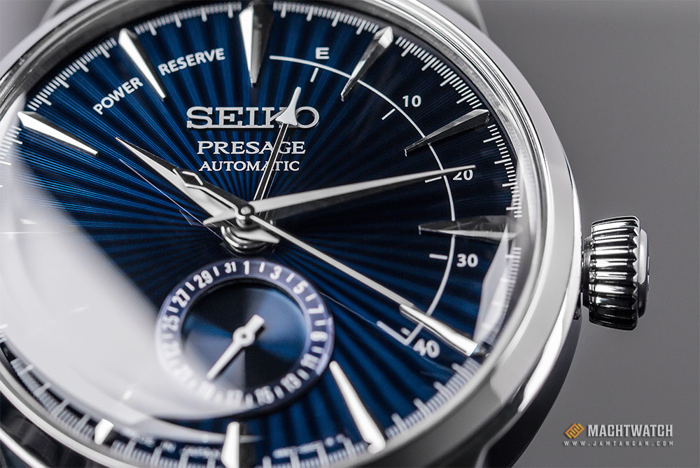 Seiko SSA347J1 Presage Bluemoon Cocktail Automatic Blue Texture Dial Stainless Steel Strap Machtwatch