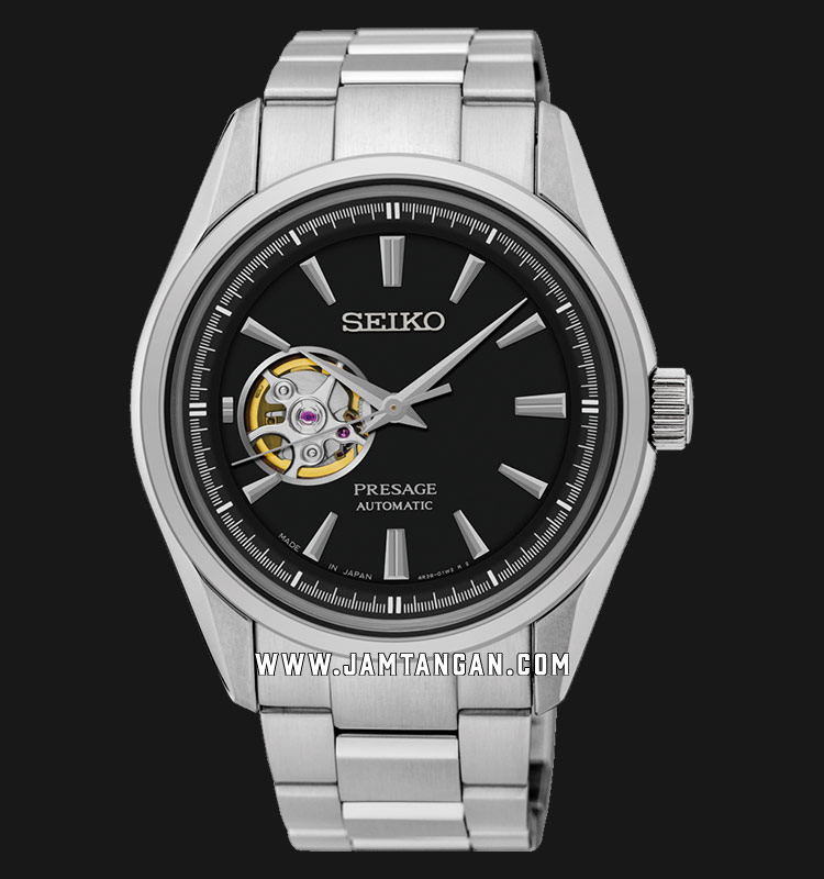 Seiko Presage SSA357J1 Automatic Open Heart Black Dial Stainless Steel  Strap | Jamtangan.com