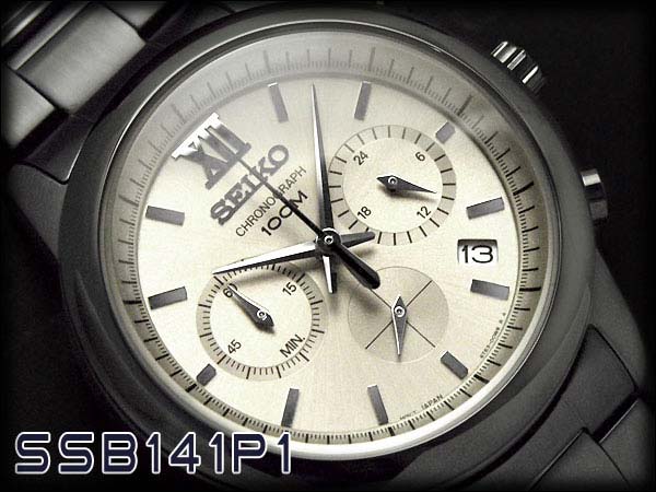 Seiko Chronograph SSB141P1 Silver Dial Black Stainless Steel Strap Machtwatch