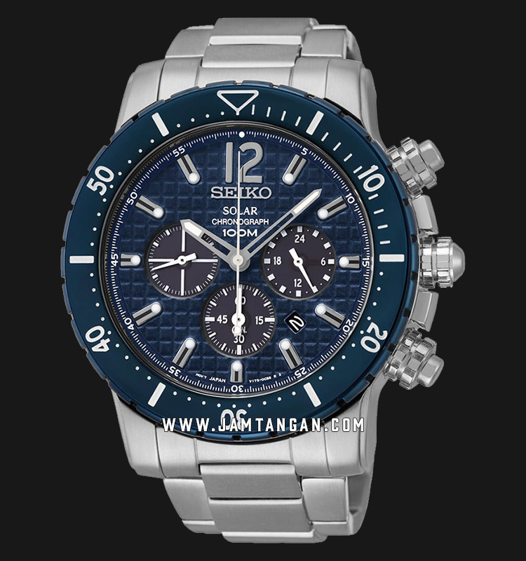 seiko solar watch blue face
