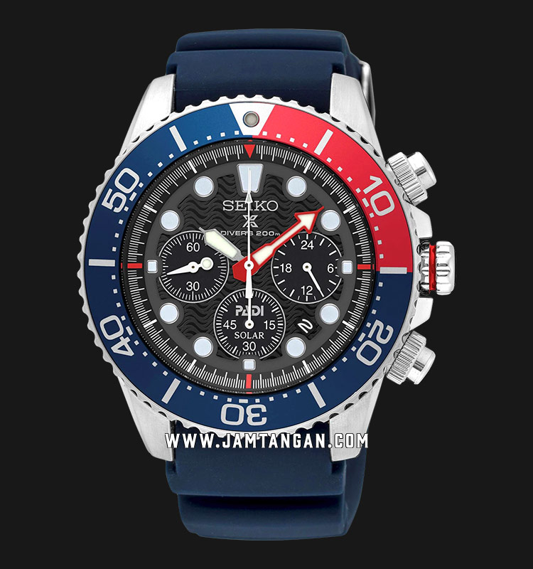 Seiko Prospex Padi SSC785P1 Solar Chronograph Divers Grey Dial Blue Rubber  Strap | Jamtangan.com
