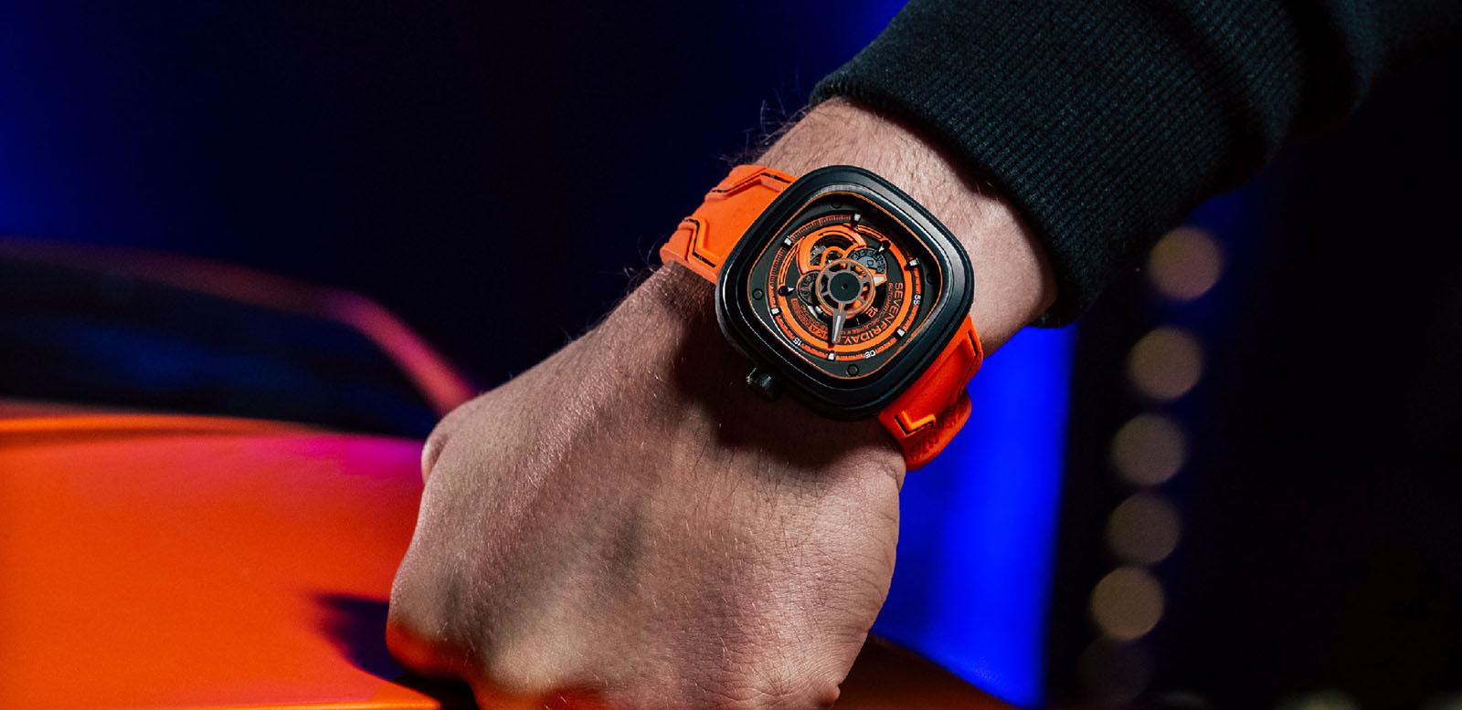 SEVENFRIDAY P3/07 KUKA III Limited Edition Series Automatic Orange Rubber Strap Machtwatch