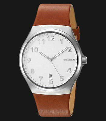Skagen SKW6269 Sunby White Dial Brown Leather Strap Watch 