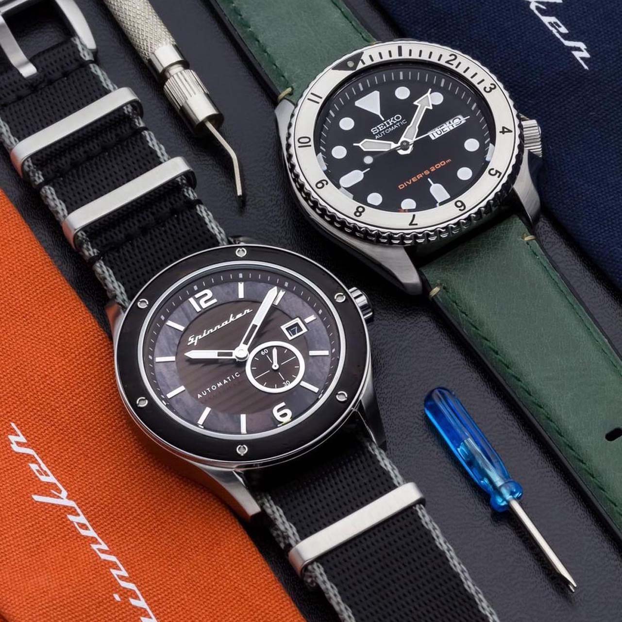 Strap Spinnaker Seatbelt Nylon Nato 22mm Black with Grey Nato SP-NATO22-SB01 Machtwatch