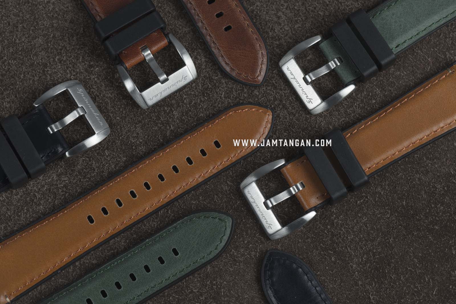 Strap Spinnaker Durevole Rubber/Leather Hybrid 22mm Green Rubber SP-STRAP22-RL04 Machtwatch