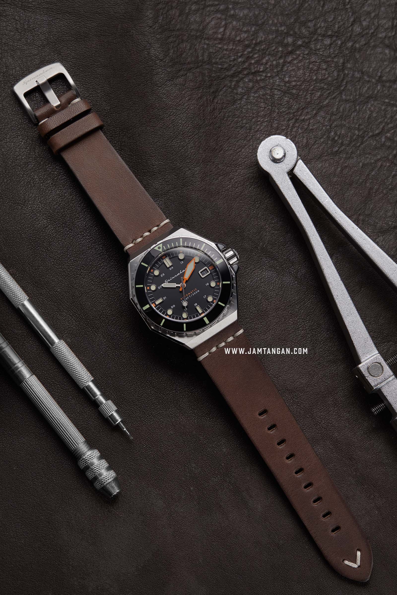 Strap Spinnaker Marino Italian Made 24mm Dark Brown Leather SP-STRAP24-L04 Machtwatch