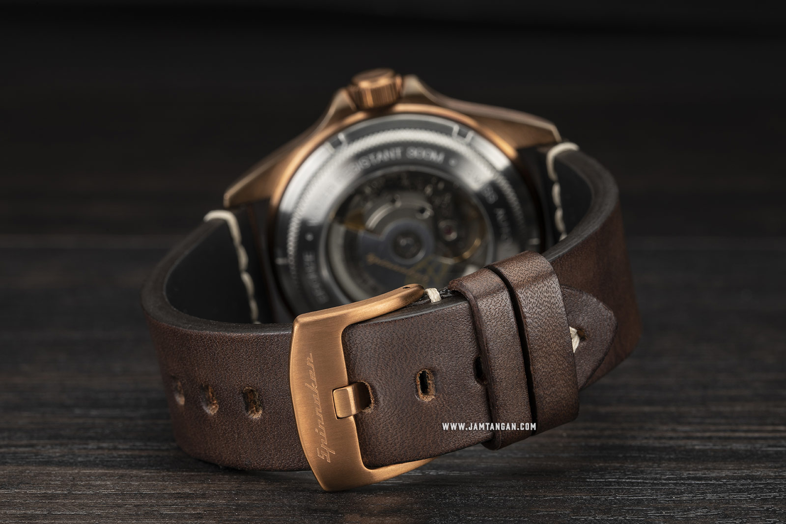 Spinnaker SP-5060-04 Vintage Tesei Men Black Dial Dark Grey Leather Strap Machtwatch