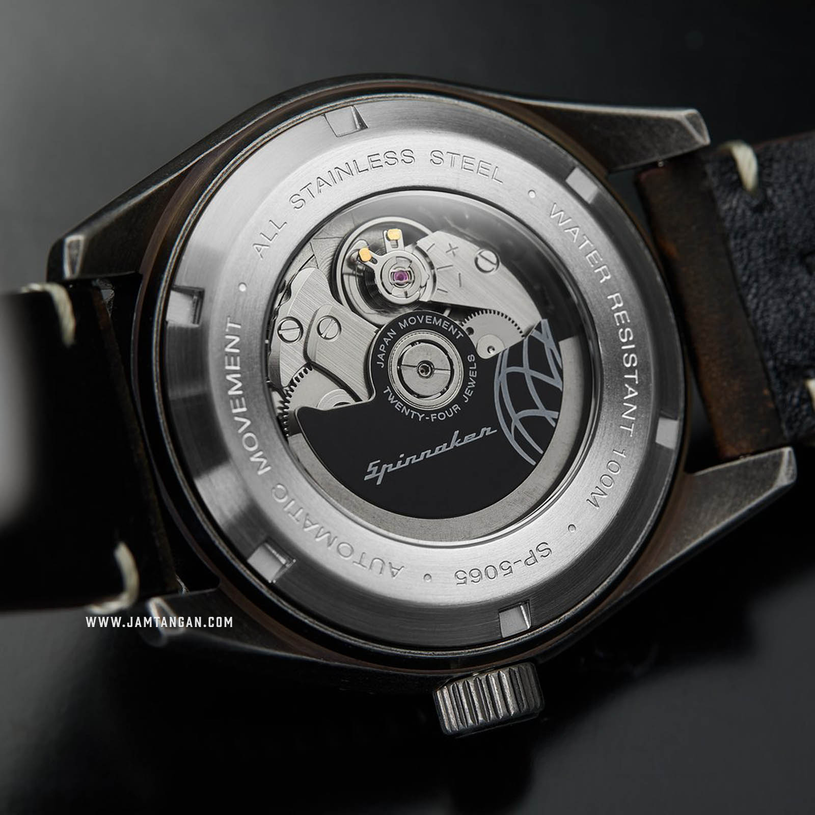 Spinnaker SP-5065-01 Vintage Wreck Men Black Dial Dark Brown Leather Strap Machtwatch
