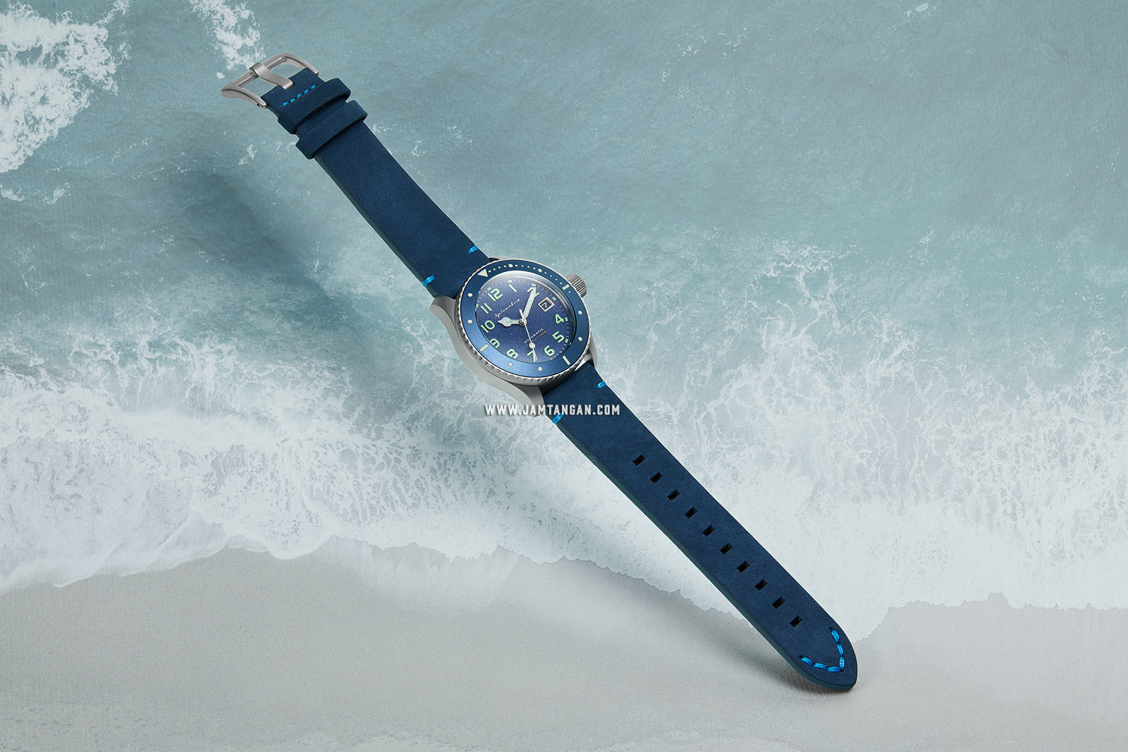 Spinnaker SP-5066-02 Vintage Spence Men Blue Dial Blue Leather Strap Machtwatch